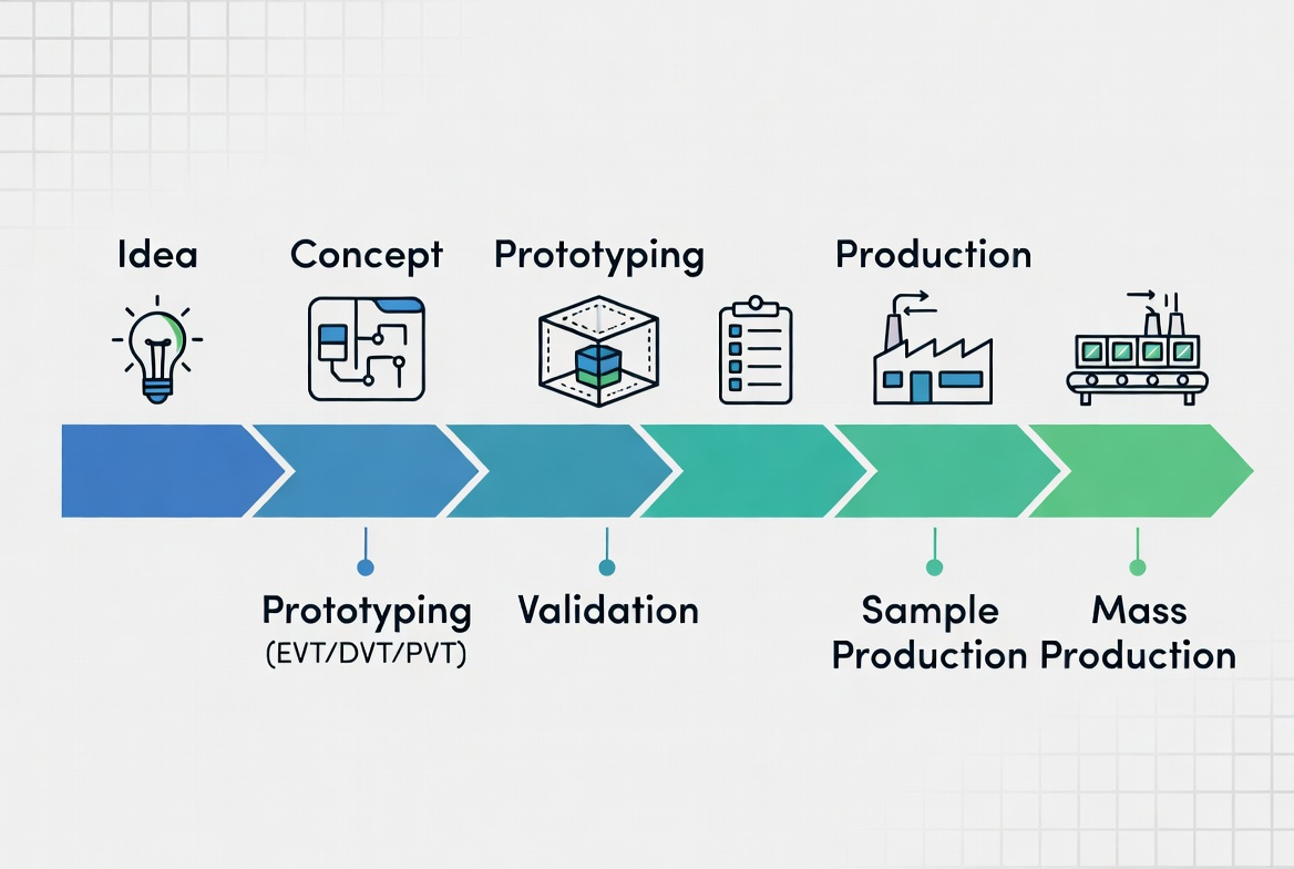 modern infographic showing the full product development flow
