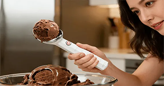 Heated ice cream scoop
