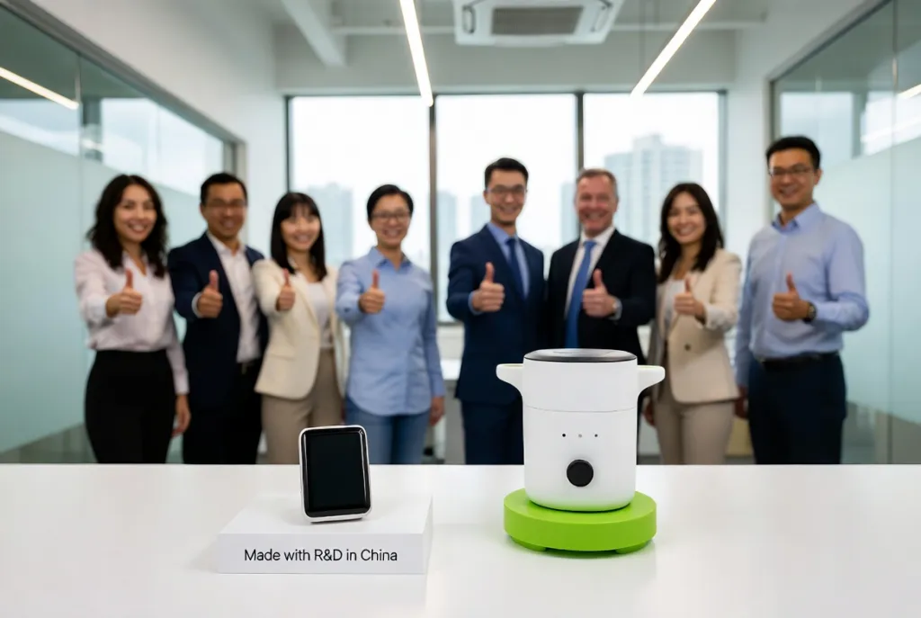 Successful products developed through R&D in China - Smart wearable and sustainable gadget with happy development team