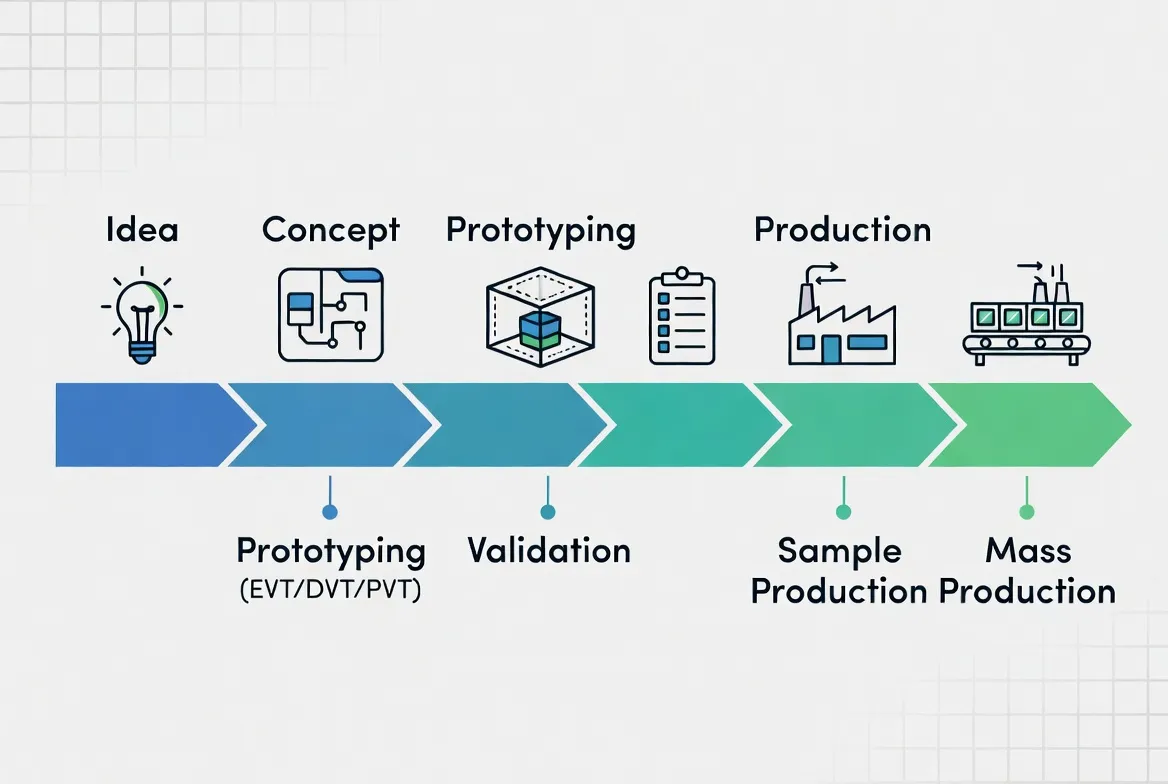 modern infographic showing the full product development flow